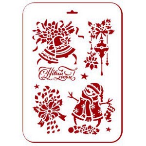 Трафарет Event Design новогодний NGP095 "Снеговик и колокольчики", 31х21 см Трафарет Event Design новогодний NGP095 "Снеговик и колокольчики", 31х21 см